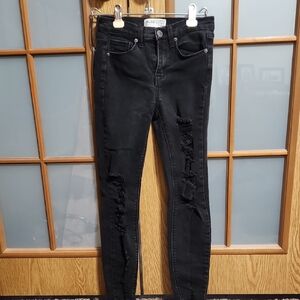 Mudd Flx Stretch Mid Rise Vintage Women's Black Distressed Skinny Jeans